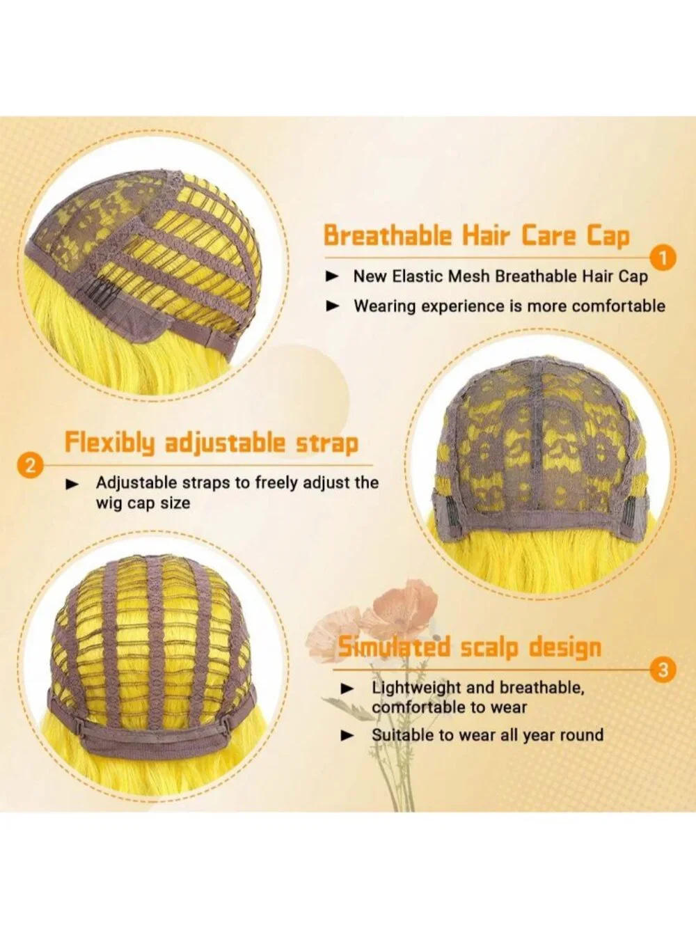Women's Yellow 14 Inch Short Shoulder Length Synthetic Bangs Wavy Bob Wig